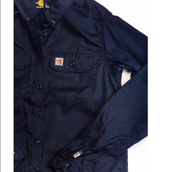 New Carhartt Womens Navy Blue Button Up Work Shirt - Picture 16 of 16
